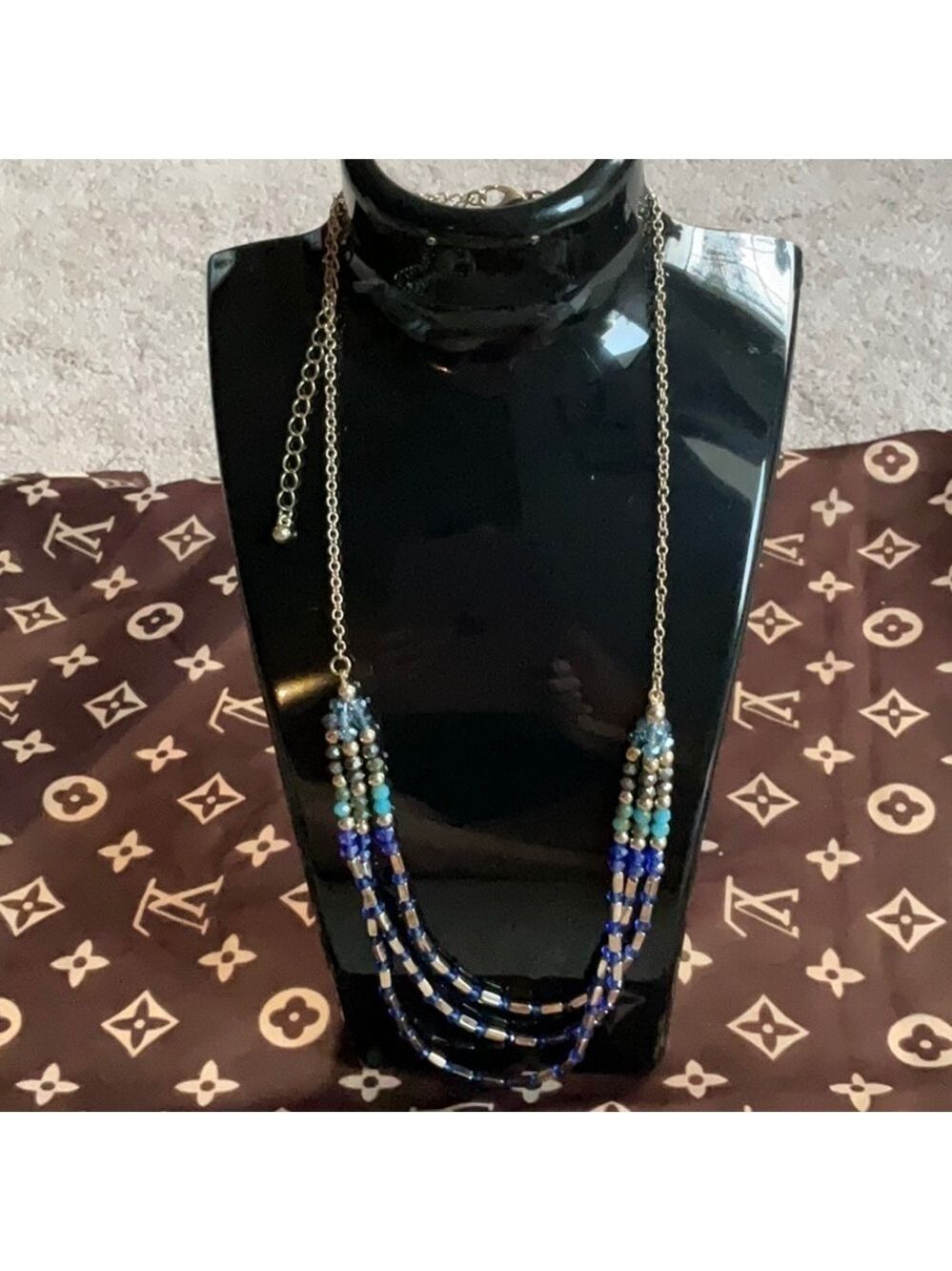 Vintage Gold Tone Beaded Necklace